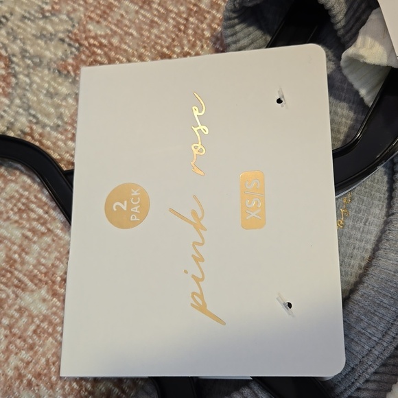 Pink Rose 2 Pack Cream & Gray Snap Crotch Ribbed Thong Bodysuits - Size XS/S - Picture 4 of 7